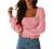 CNJFJ Women's Sexy Frill Smock Crop Top Retro Square Neck Long Sleeve Shirred Blouse Tops